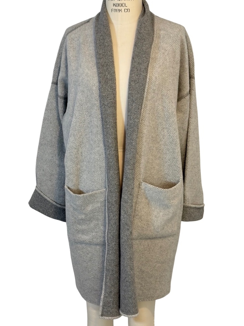 Eileen Fisher Womens Open Front Cardigan Sweater Medium Natural Fiber Gray